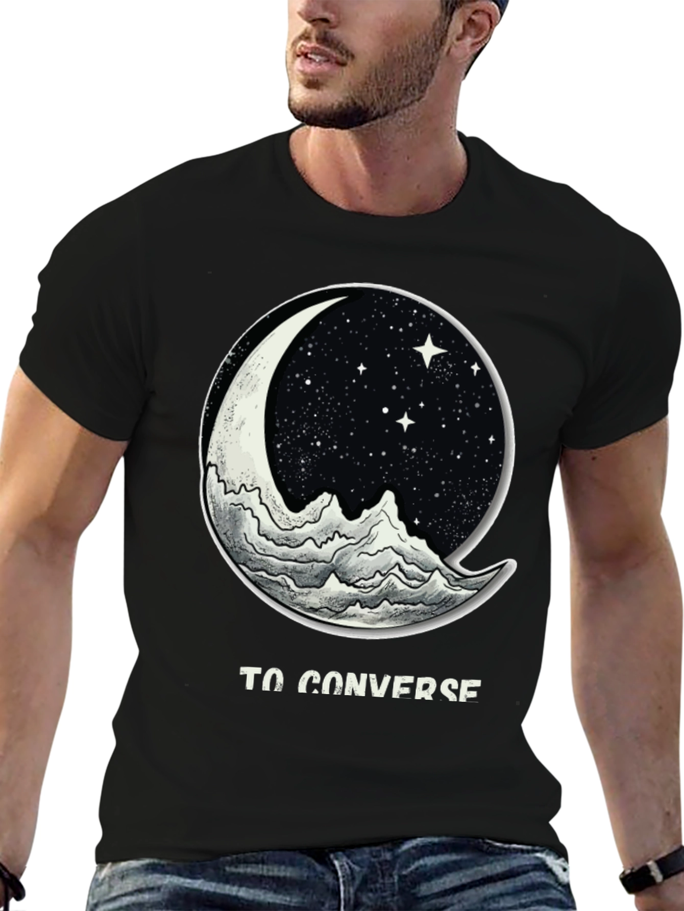 To Converse Moon and Mountain Black T-Shirt