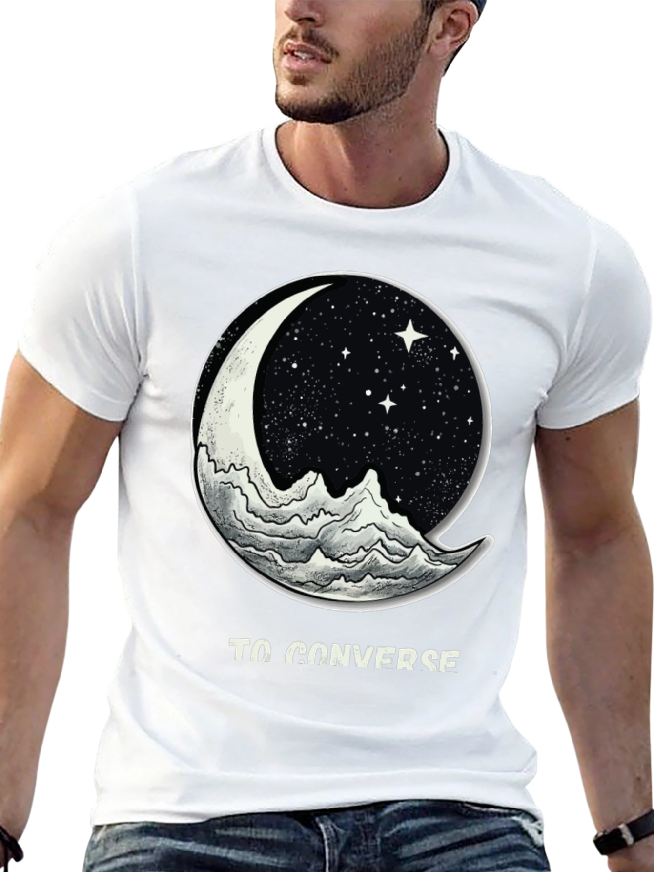To Converse Moon and Mountain Black T-Shirt
