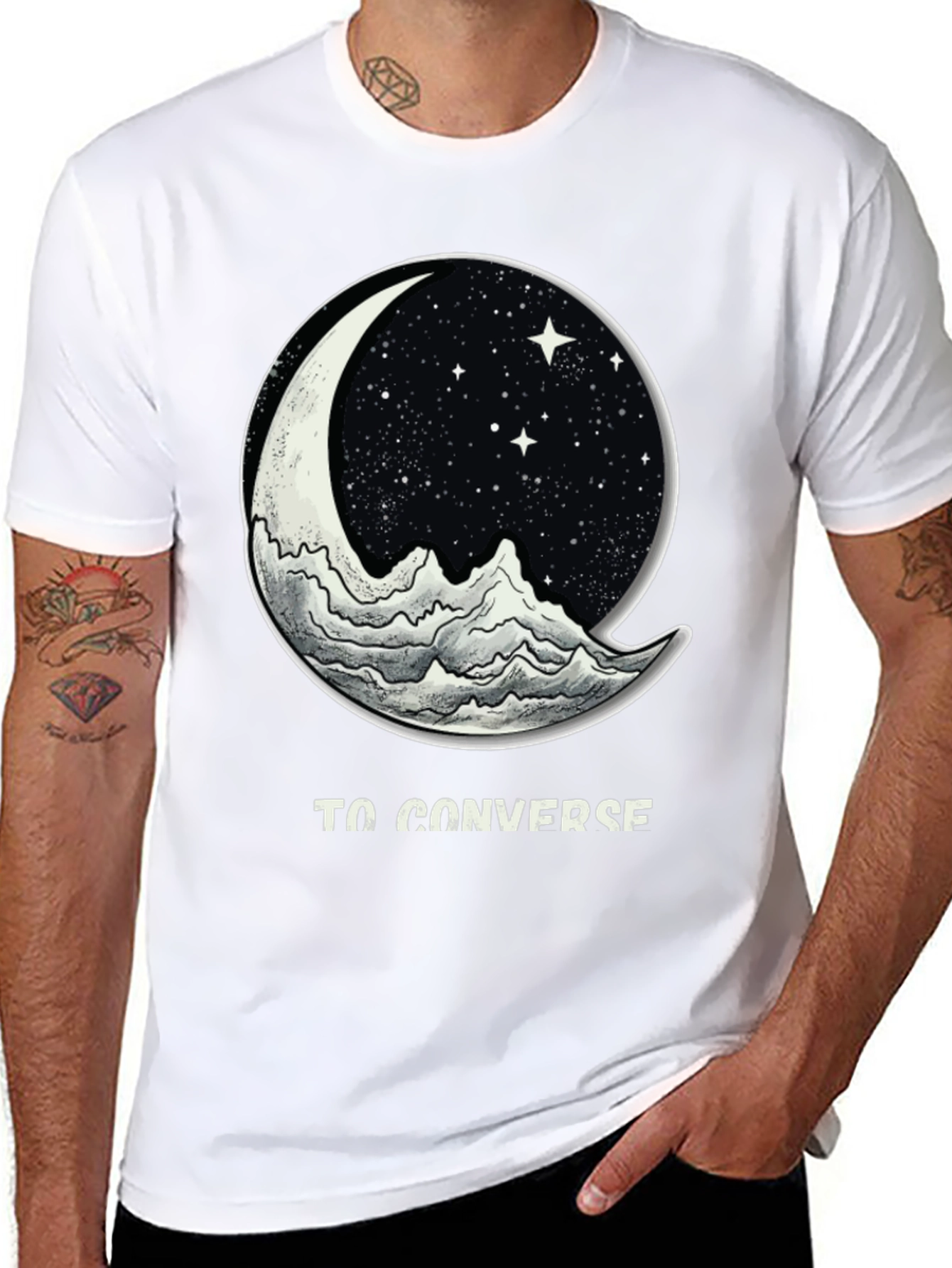 To Converse Moon and Mountain Black T-Shirt