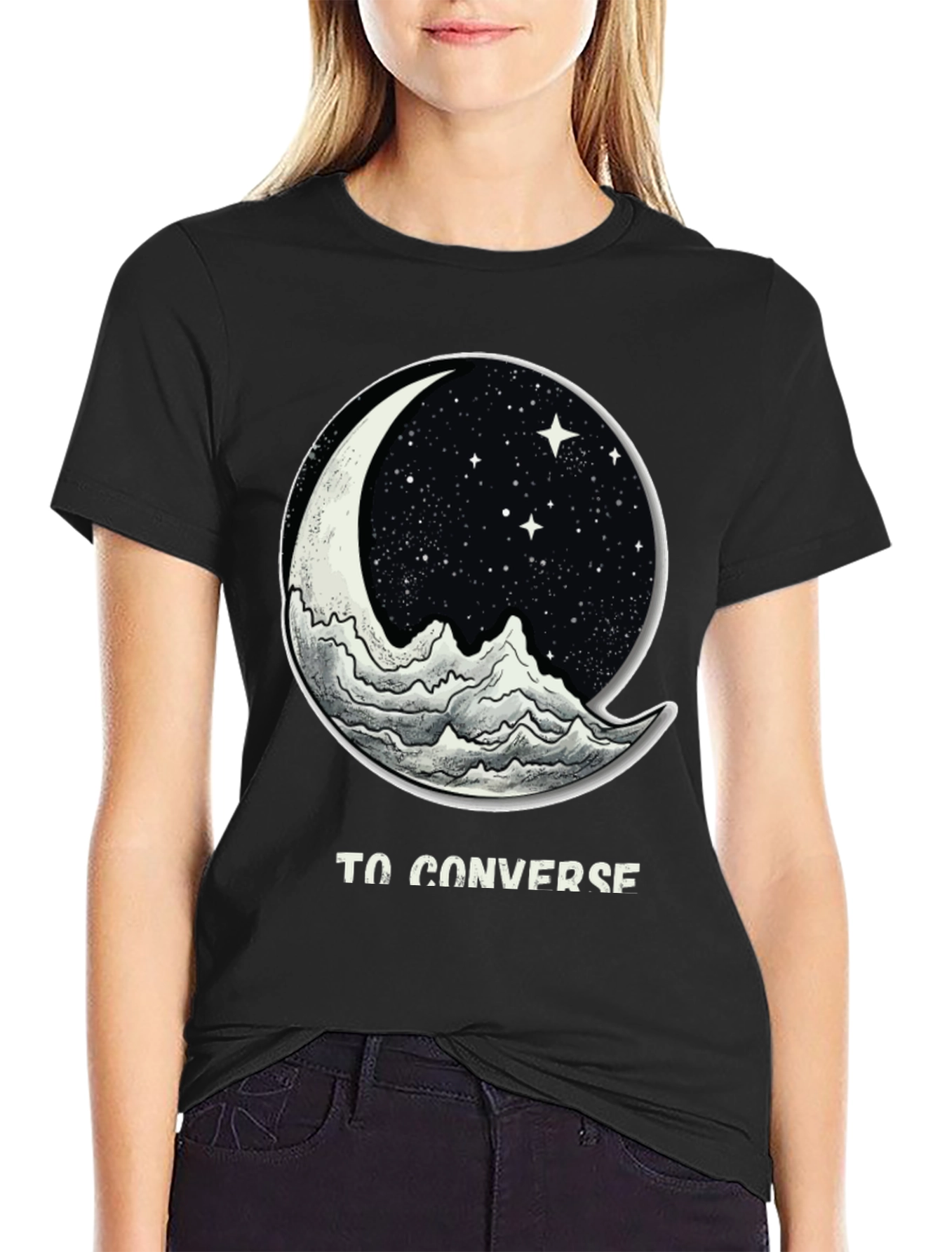 To Converse Moon and Mountain Black T-Shirt