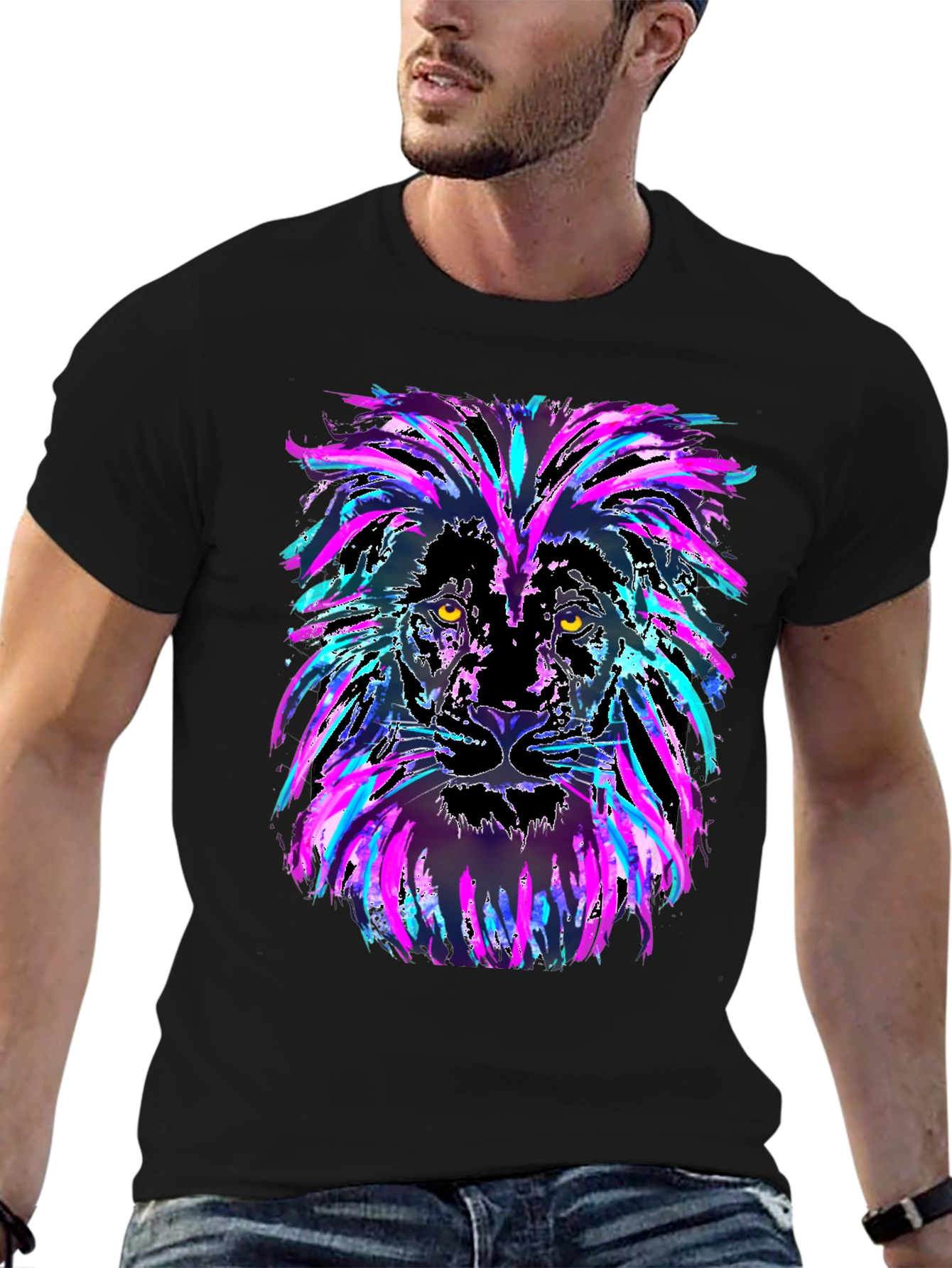 Lion Head Graphic Tee - Mens Black T-Shirt