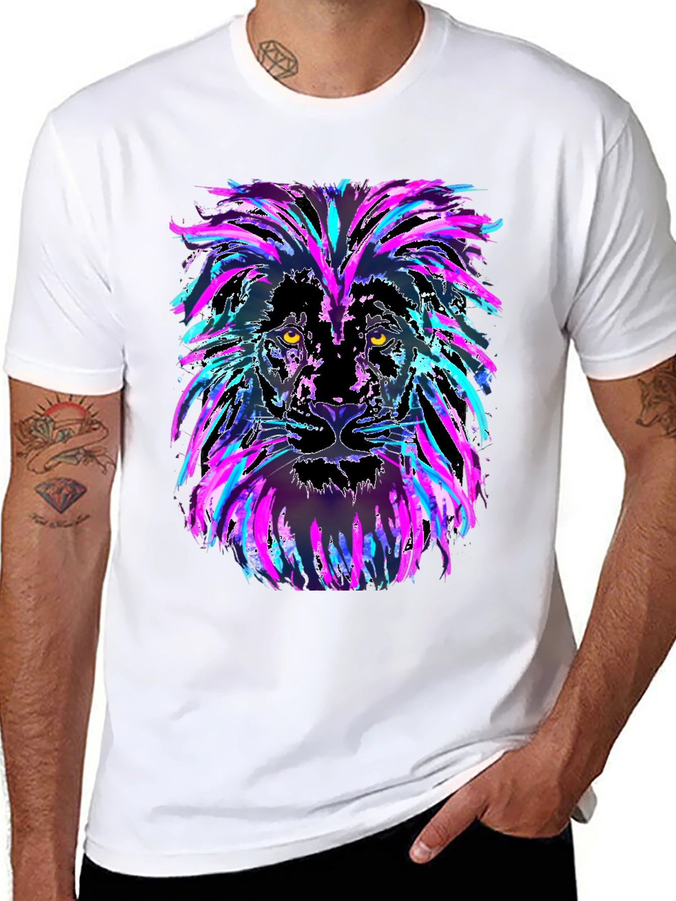 Lion Head Graphic Tee - Mens Black T-Shirt