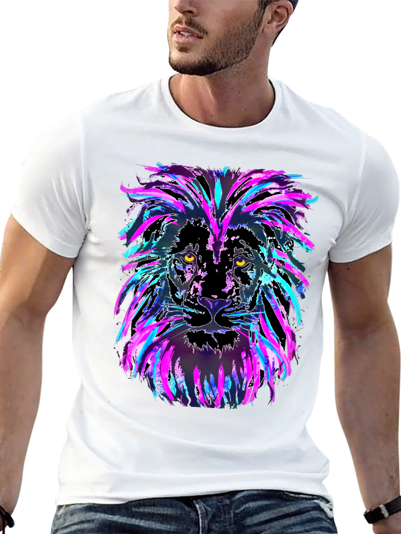 Lion Head Graphic Tee - Mens Black T-Shirt