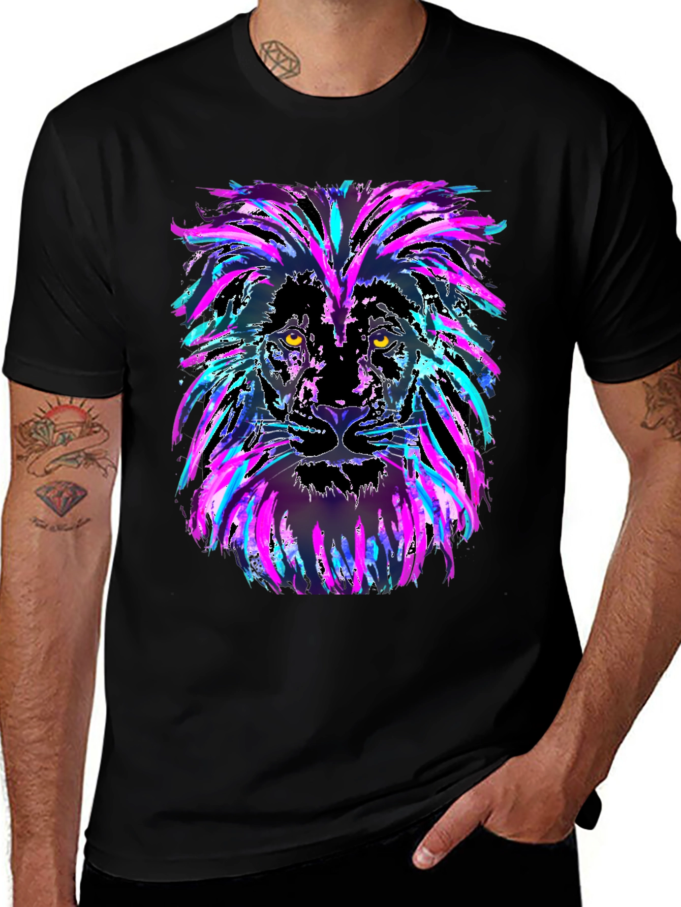 Lion Head Graphic Tee - Mens Black T-Shirt
