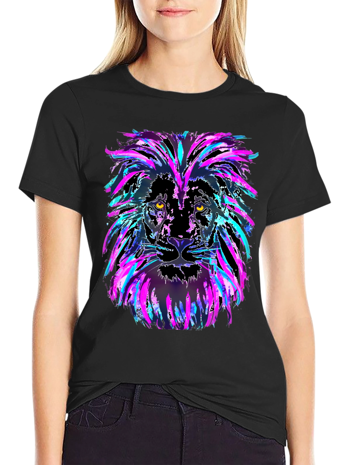 Lion Head Graphic Tee - Mens Black T-Shirt