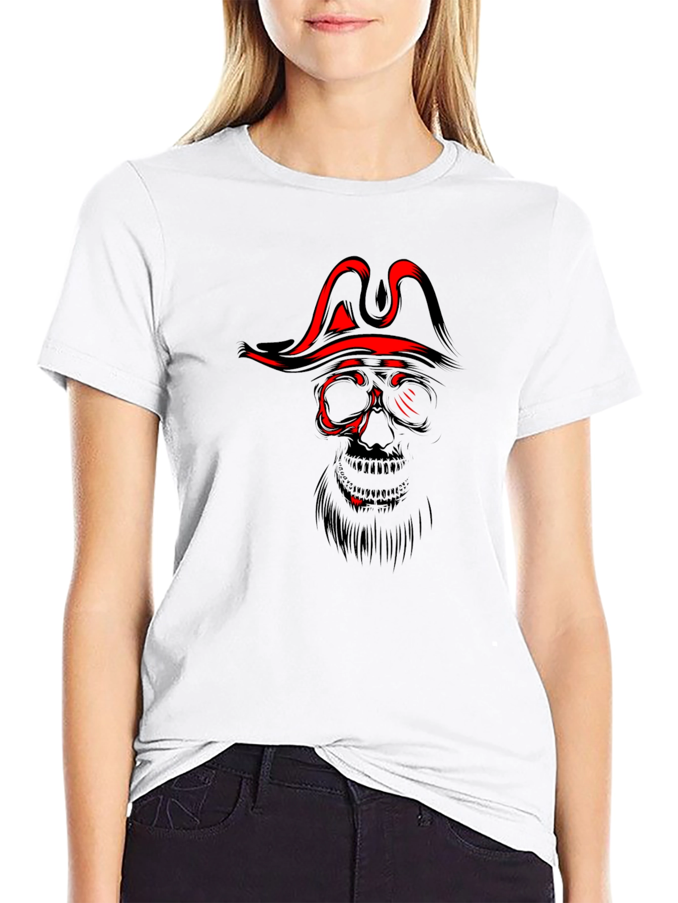 Pirate Skull Graphic T-Shirt - Black Cotton Tee