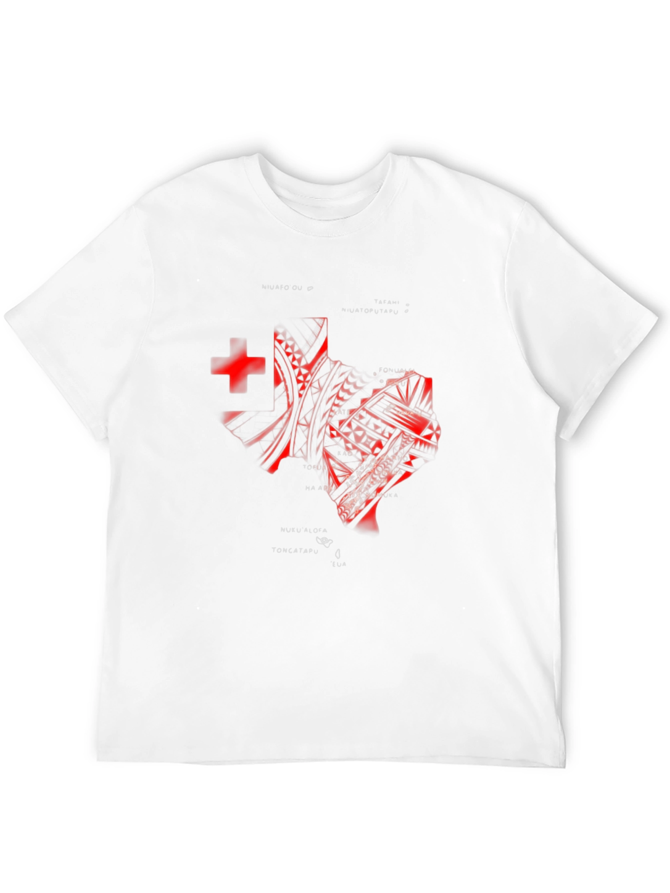 Tonga T-Shirt - Red Tribal Design on Black Tee