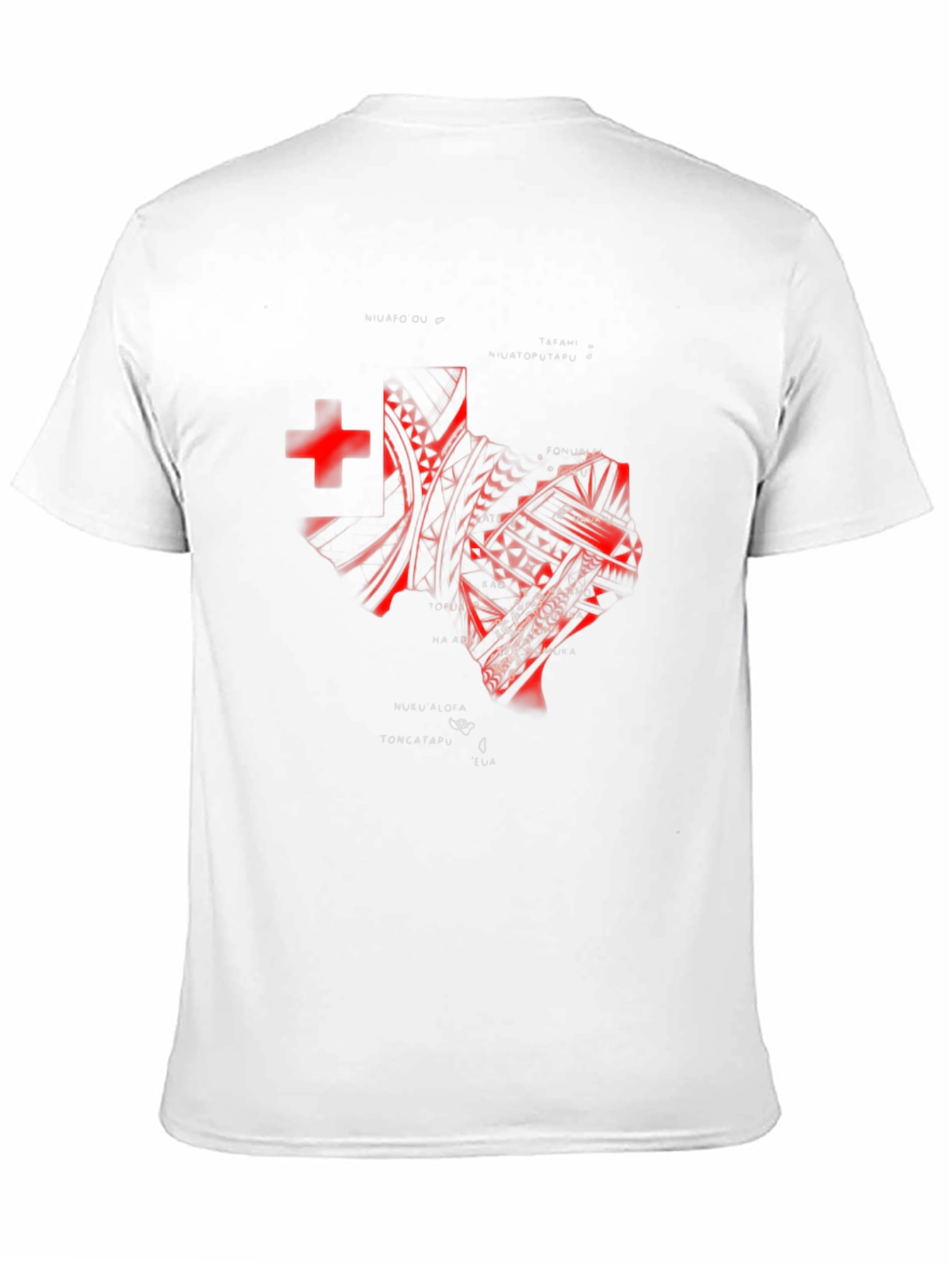 Tonga T-Shirt - Red Tribal Design on Black Tee