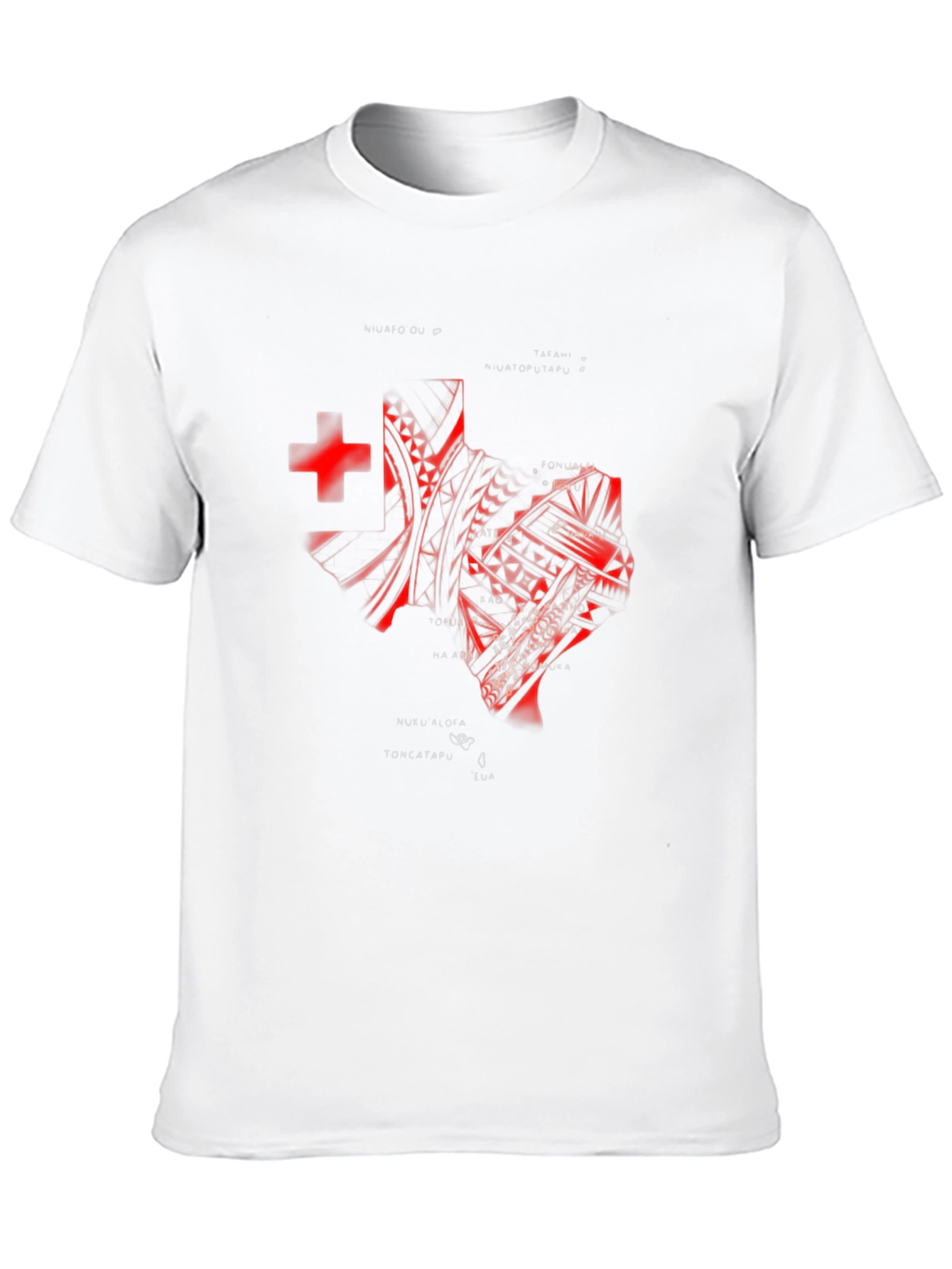 Tonga T-Shirt - Red Tribal Design on Black Tee