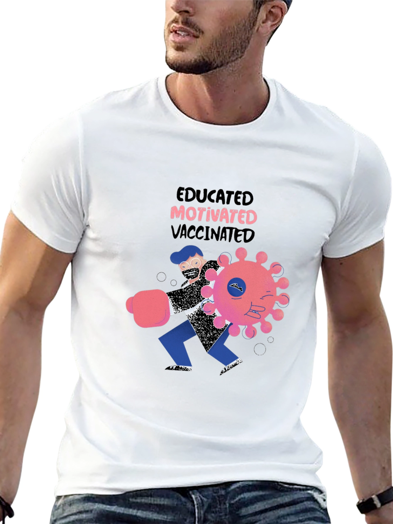 Educated Motivated Vaccinated Graphic T-Shirt