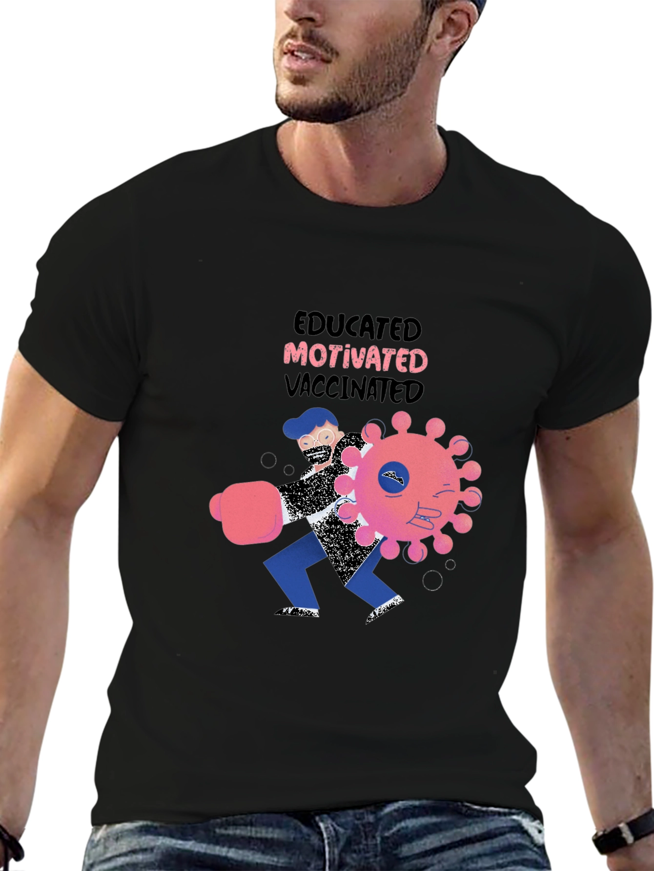 Educated Motivated Vaccinated Graphic T-Shirt