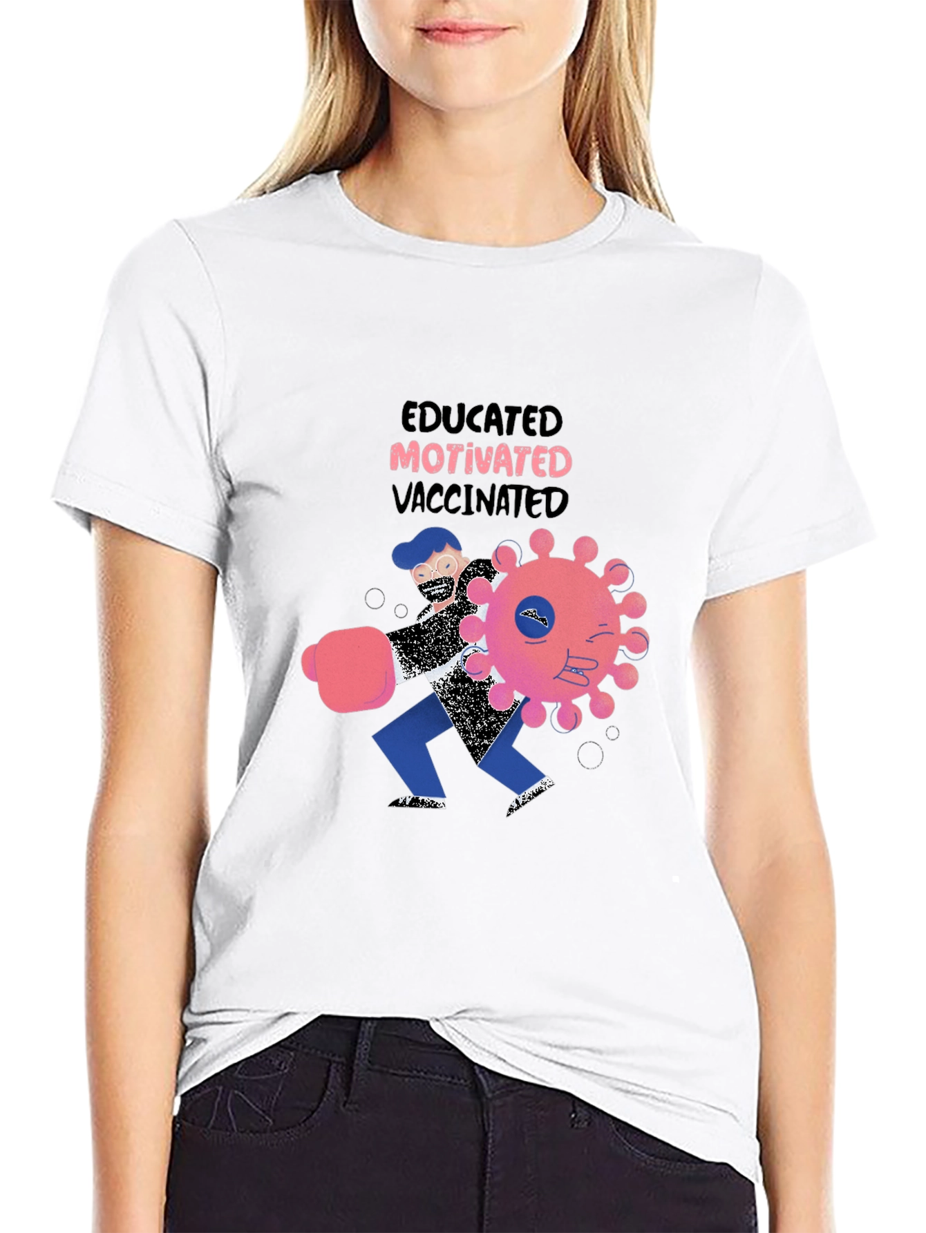 Educated Motivated Vaccinated Graphic T-Shirt