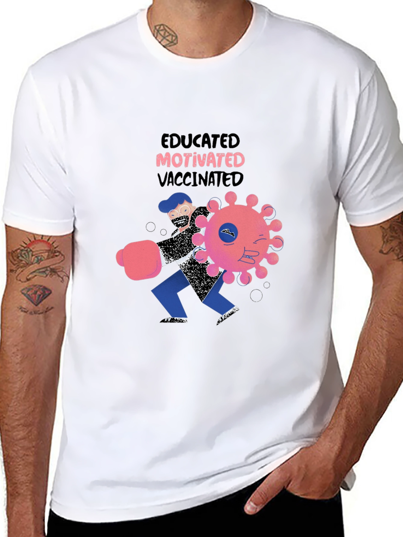 Educated Motivated Vaccinated Graphic T-Shirt