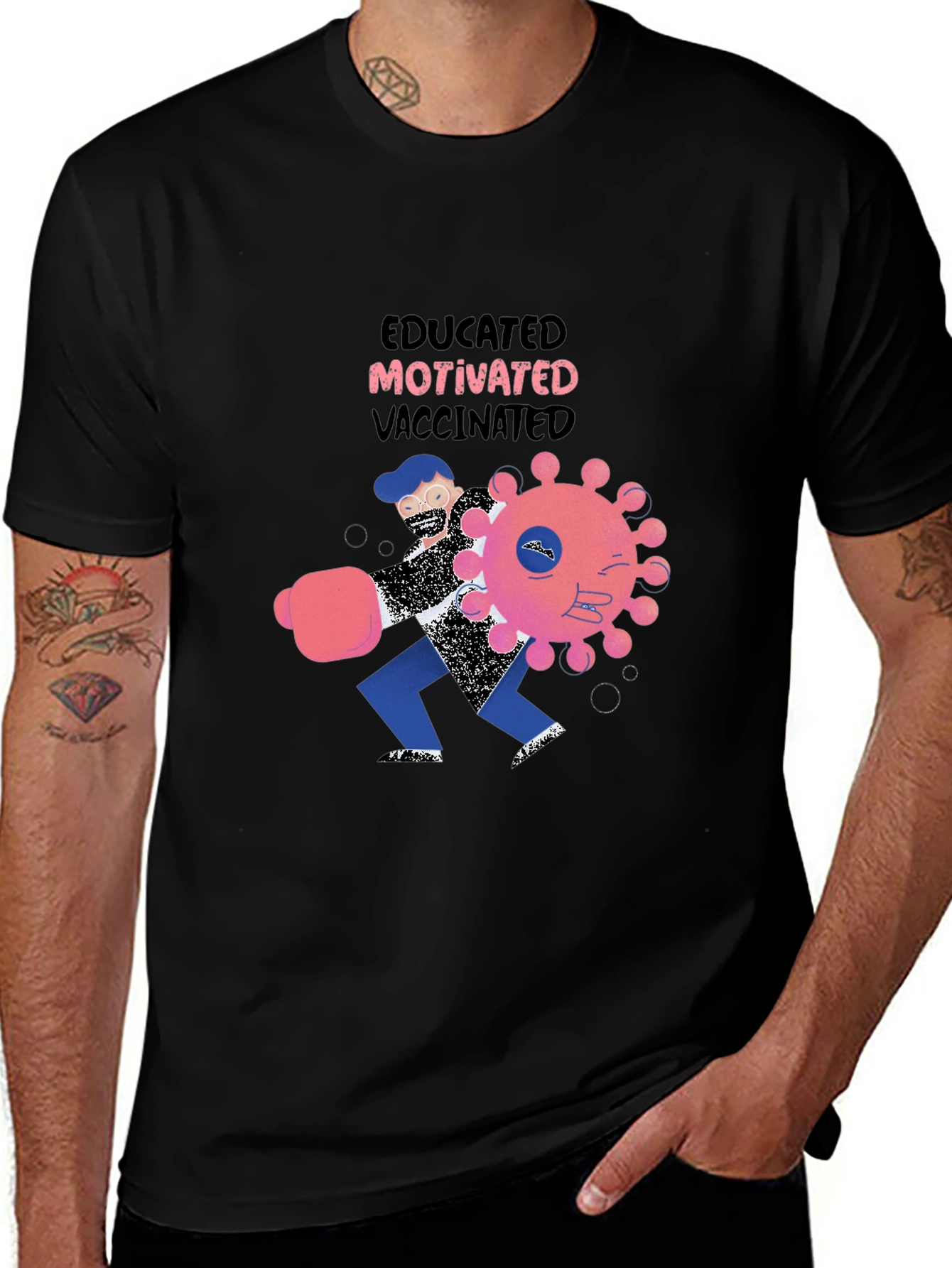 Educated Motivated Vaccinated Graphic T-Shirt