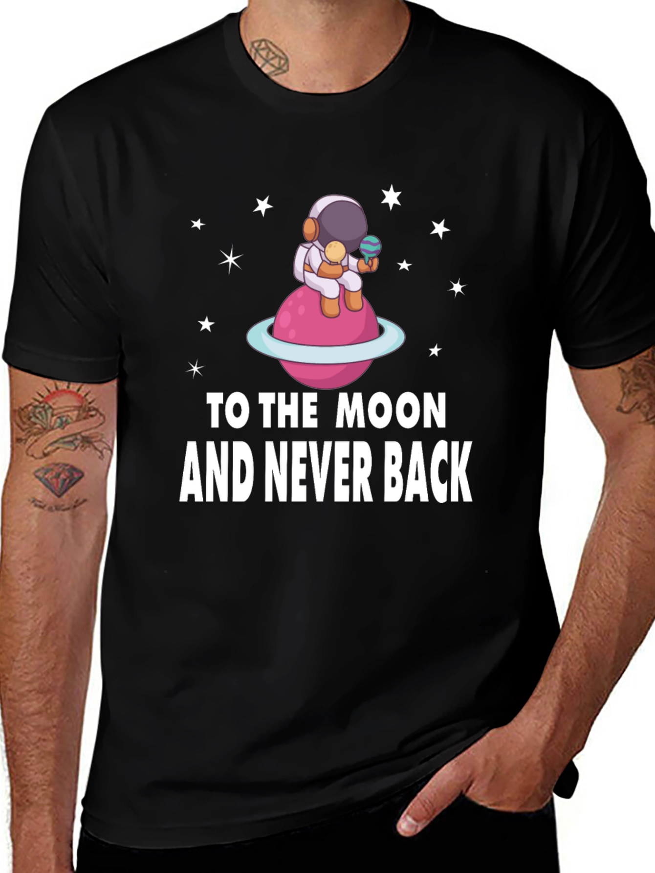 To the Moon Astronaut Black T-Shirt