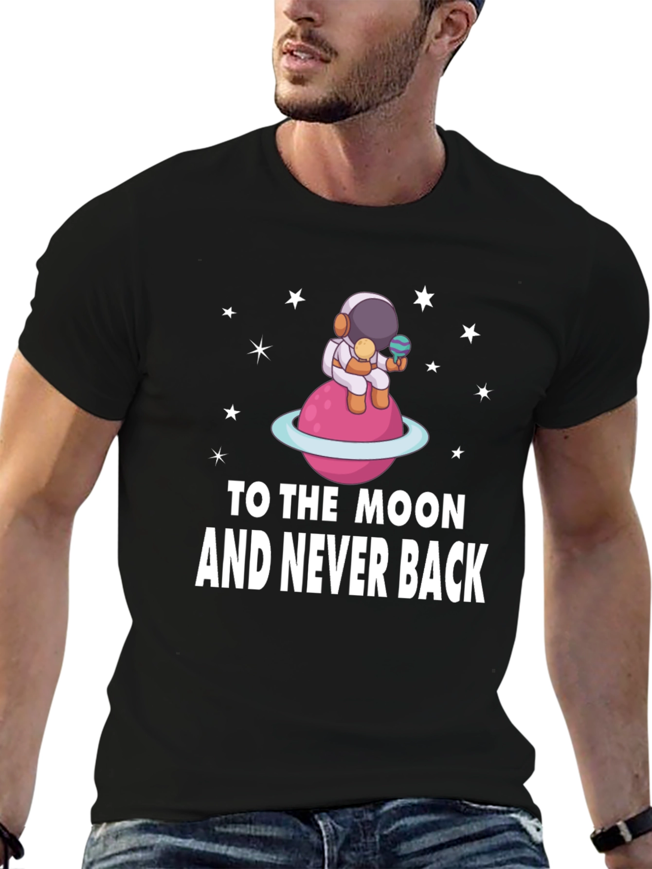 To the Moon Astronaut Black T-Shirt