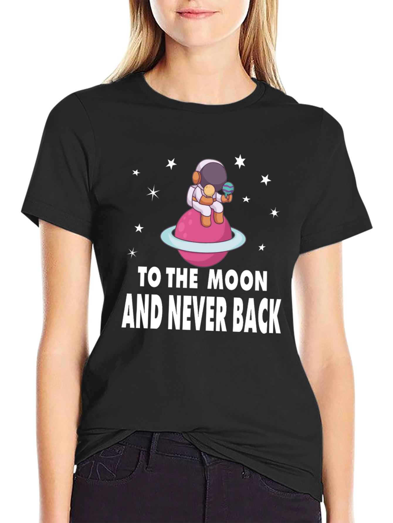 To the Moon Astronaut Black T-Shirt
