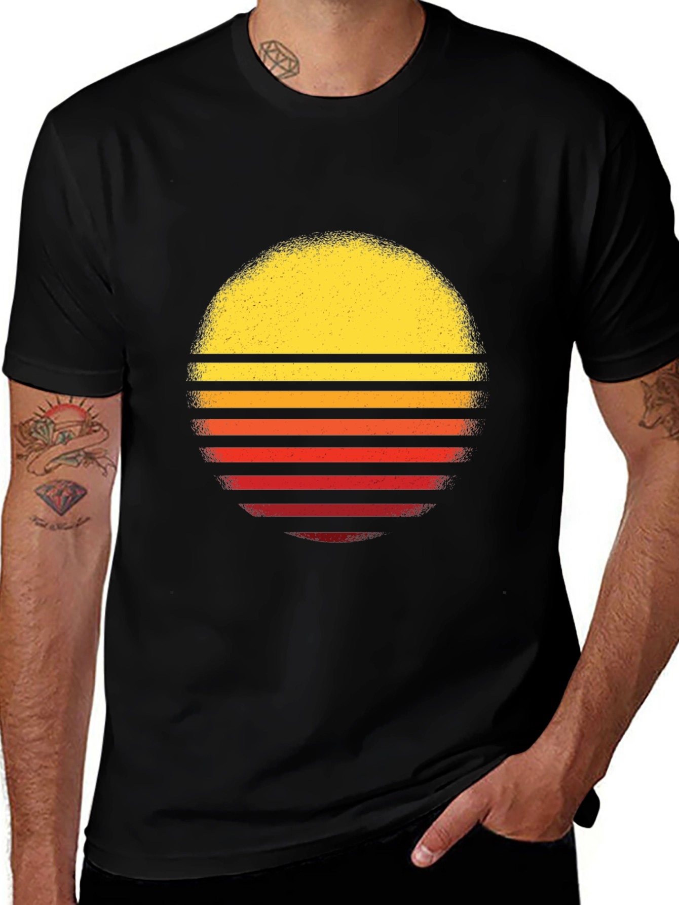 Retro Sunset Graphic T-Shirt - Black