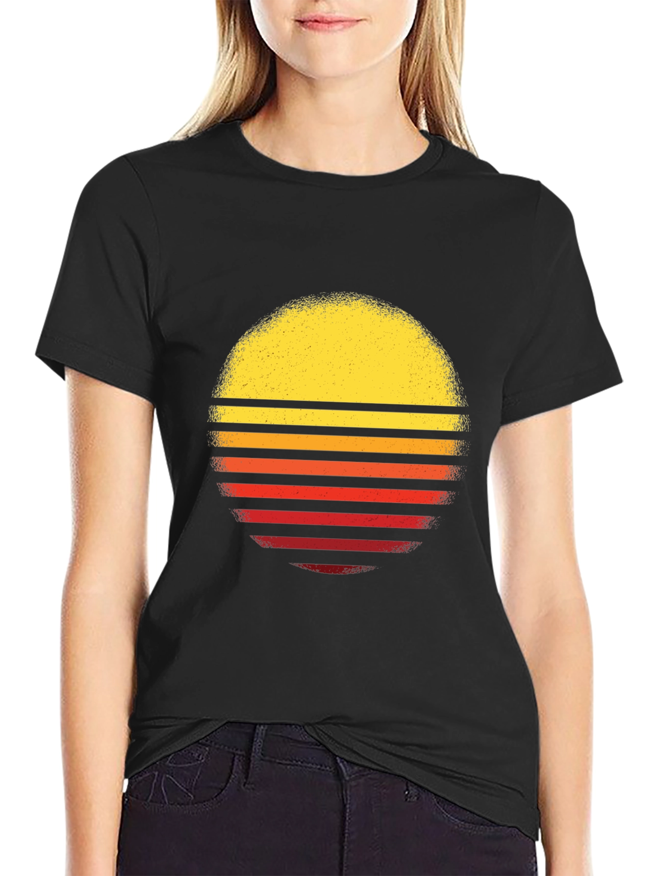Retro Sunset Graphic T-Shirt - Black