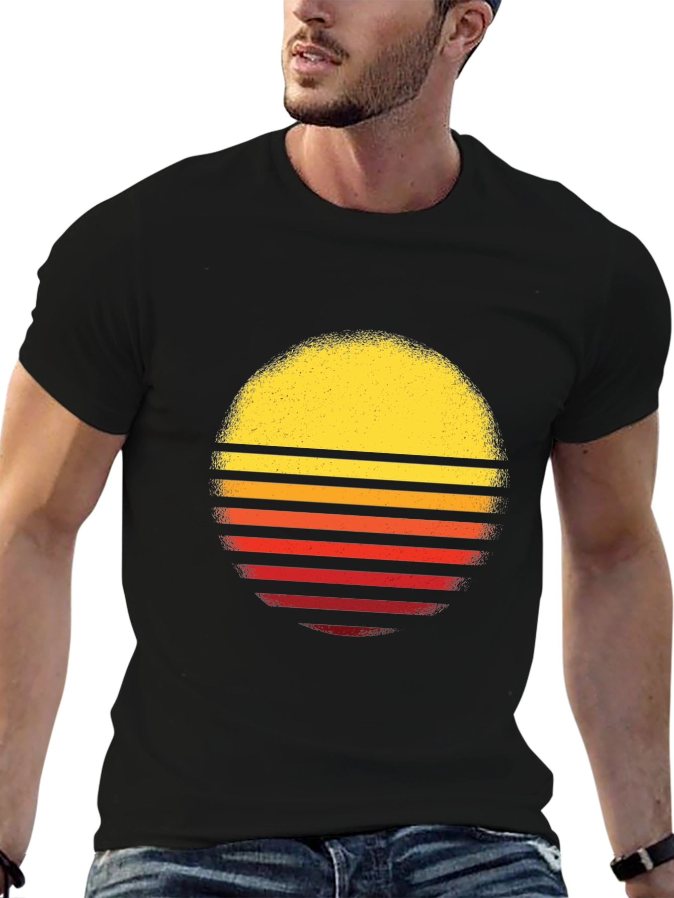 Retro Sunset Graphic T-Shirt - Black