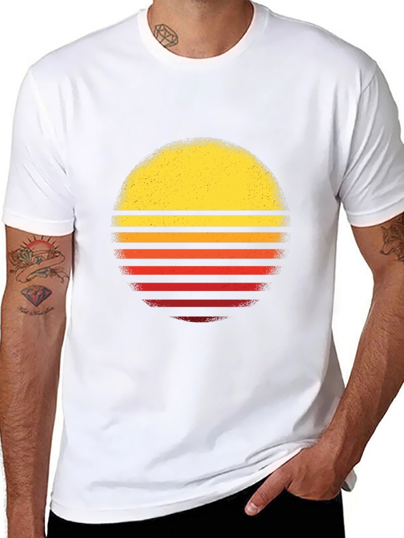 Retro Sunset Graphic T-Shirt - Black