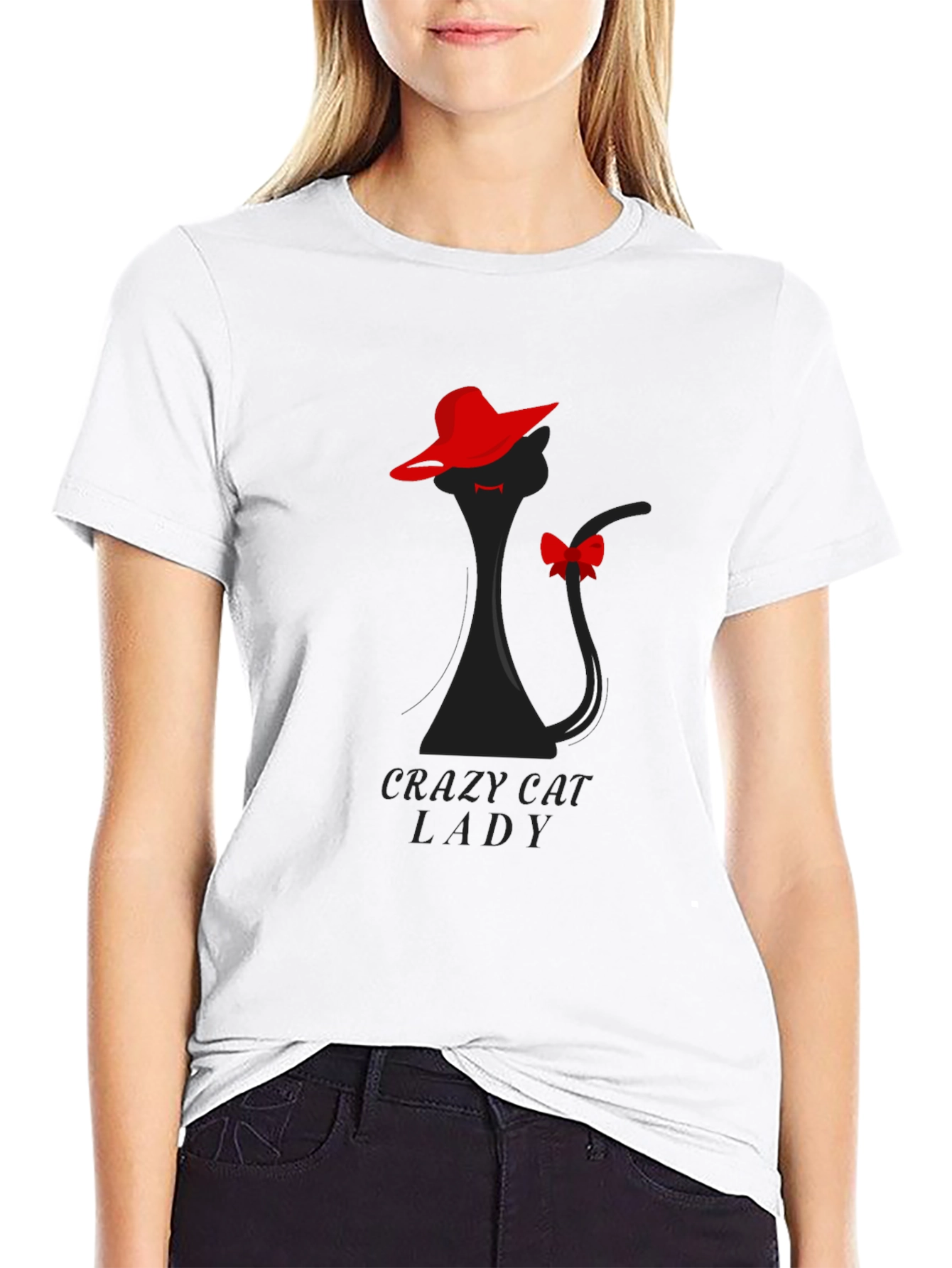 Crazy Cat Lady T-Shirt: Elegant Feline Silhouette Tee
