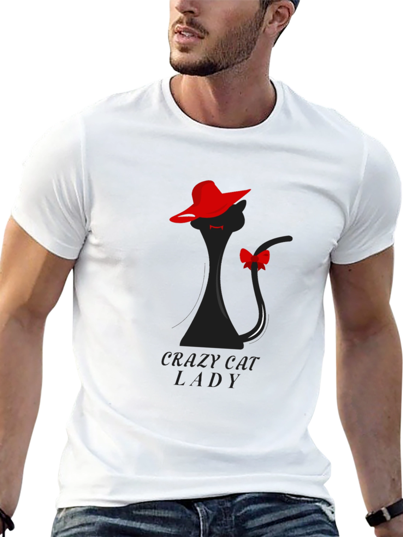 Crazy Cat Lady T-Shirt: Elegant Feline Silhouette Tee