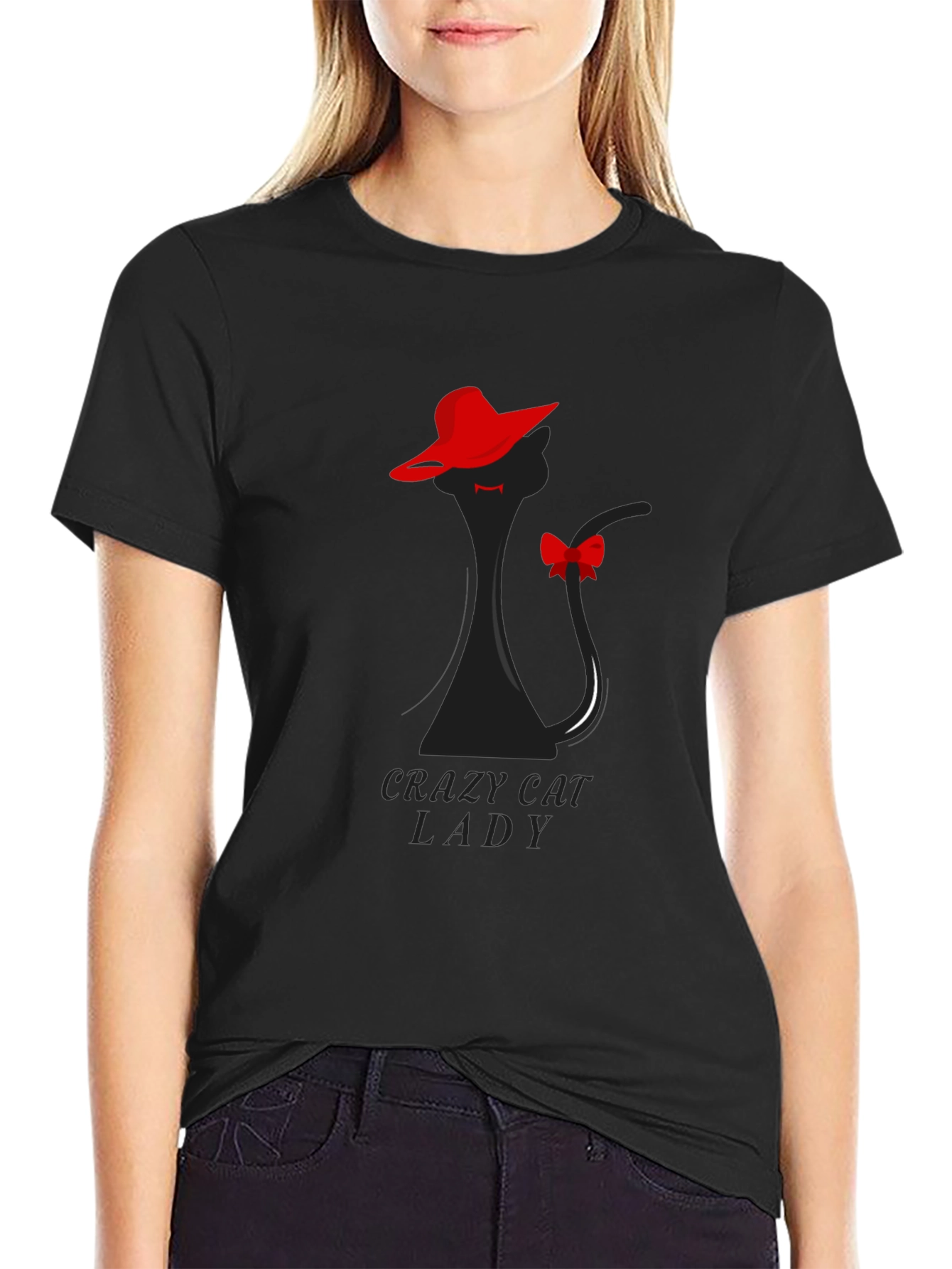 Crazy Cat Lady T-Shirt: Elegant Feline Silhouette Tee