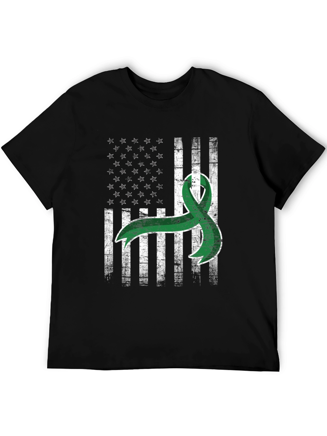 Green Ribbon USA Flag Graphic Tee