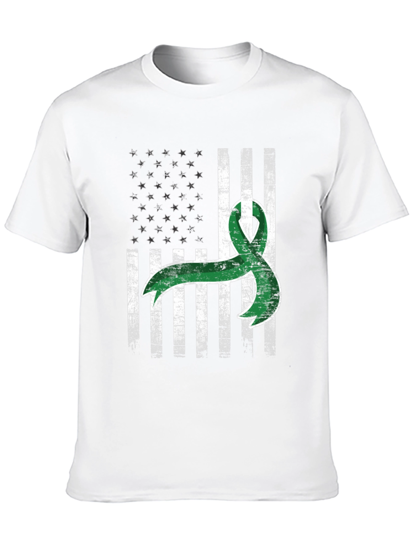 Green Ribbon USA Flag Graphic Tee