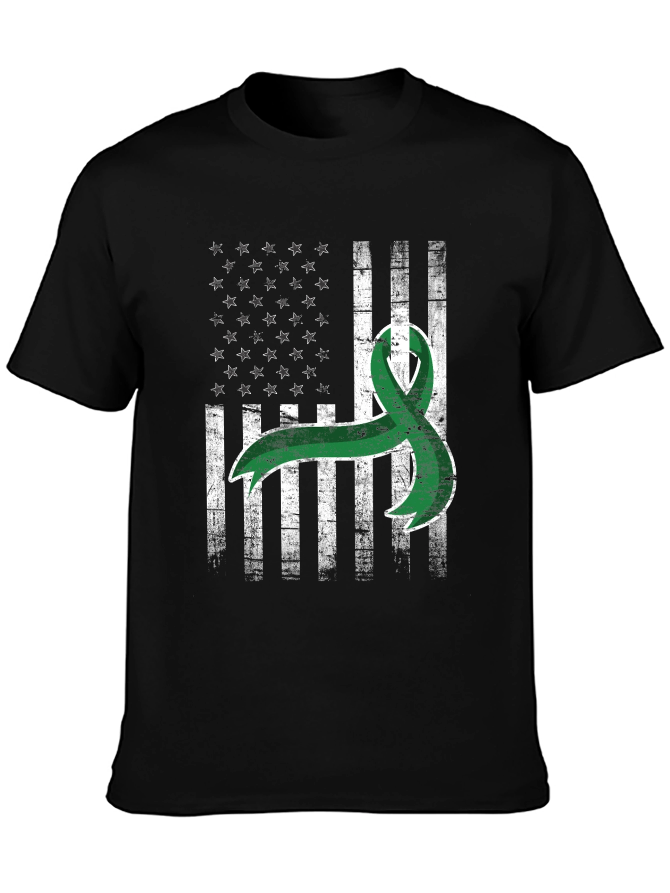 Green Ribbon USA Flag Graphic Tee