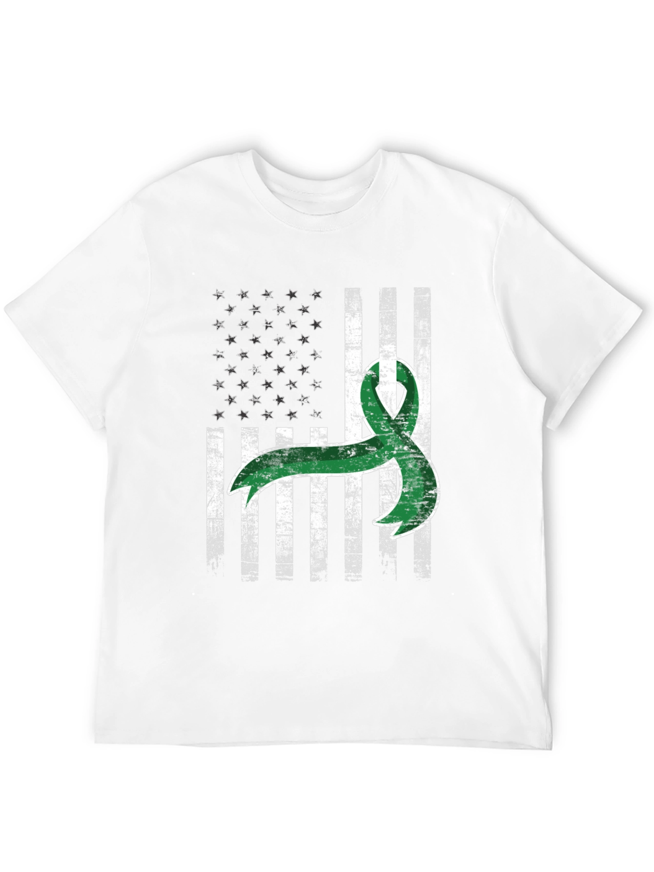 Green Ribbon USA Flag Graphic Tee