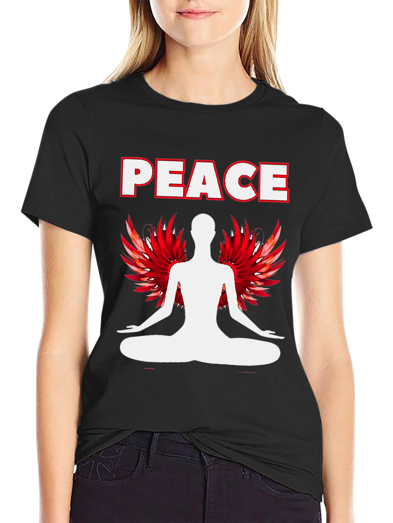 Peace Yoga Graphic T-Shirt - Black
