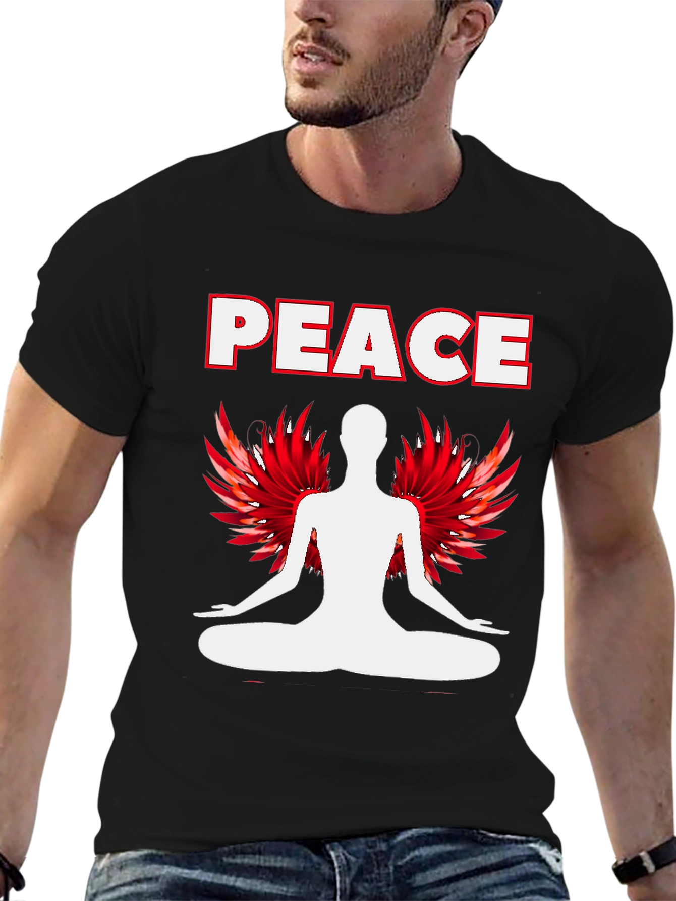 Peace Yoga Graphic T-Shirt - Black
