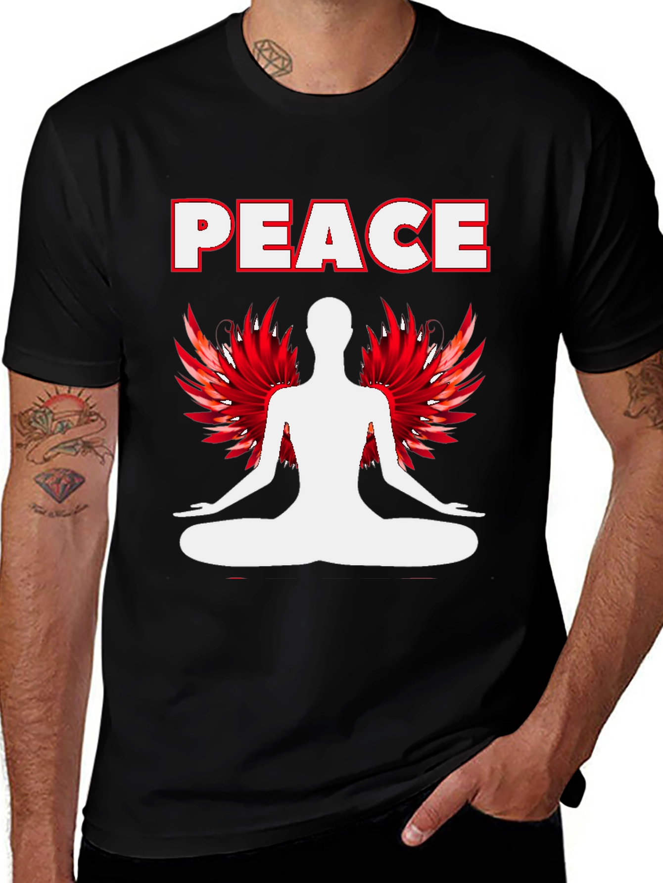 Peace Yoga Graphic T-Shirt - Black