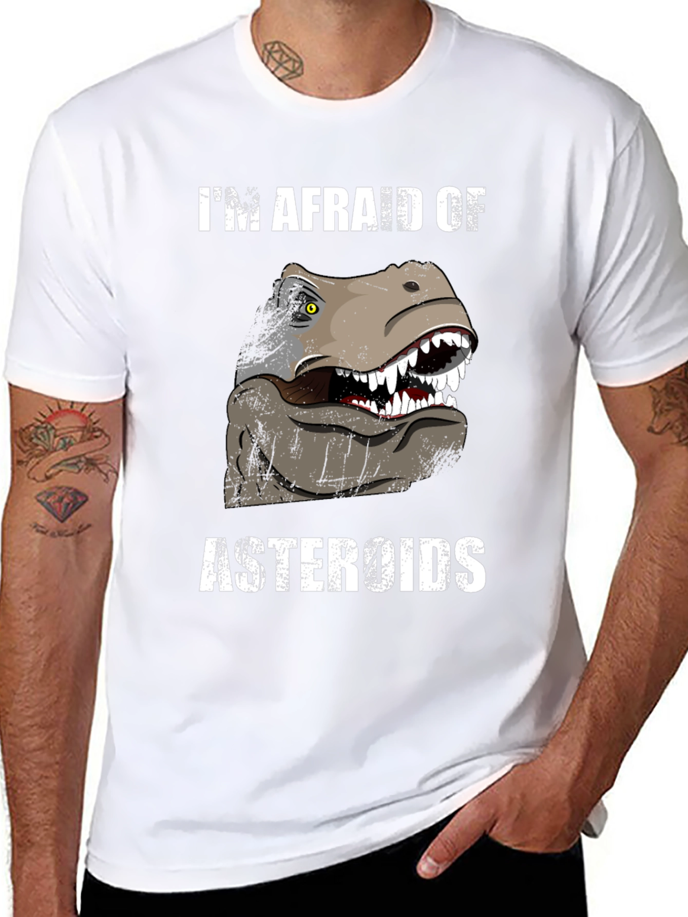 Im Afraid of Asteroids Dinosaur Graphic Tee