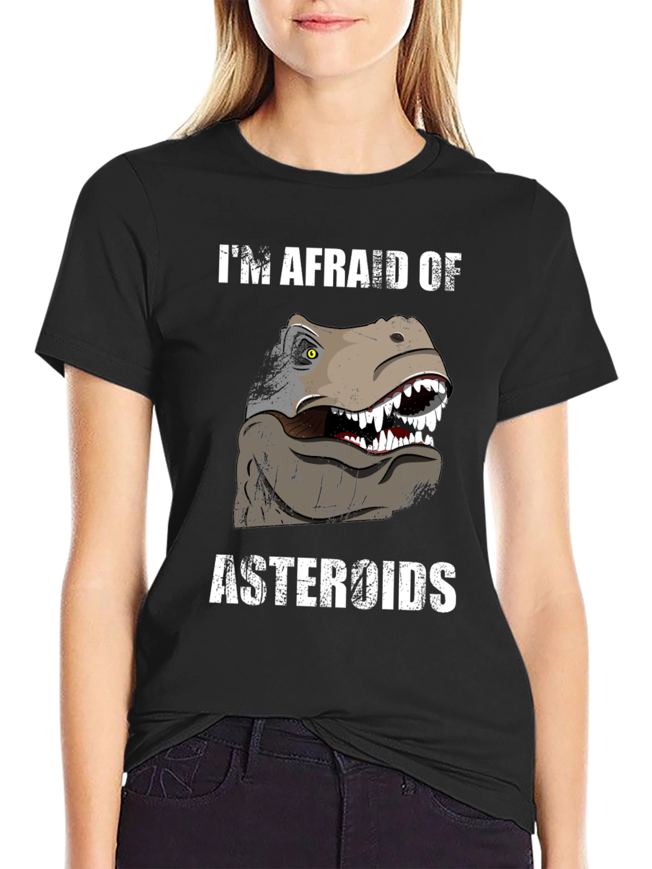 Im Afraid of Asteroids Dinosaur Graphic Tee