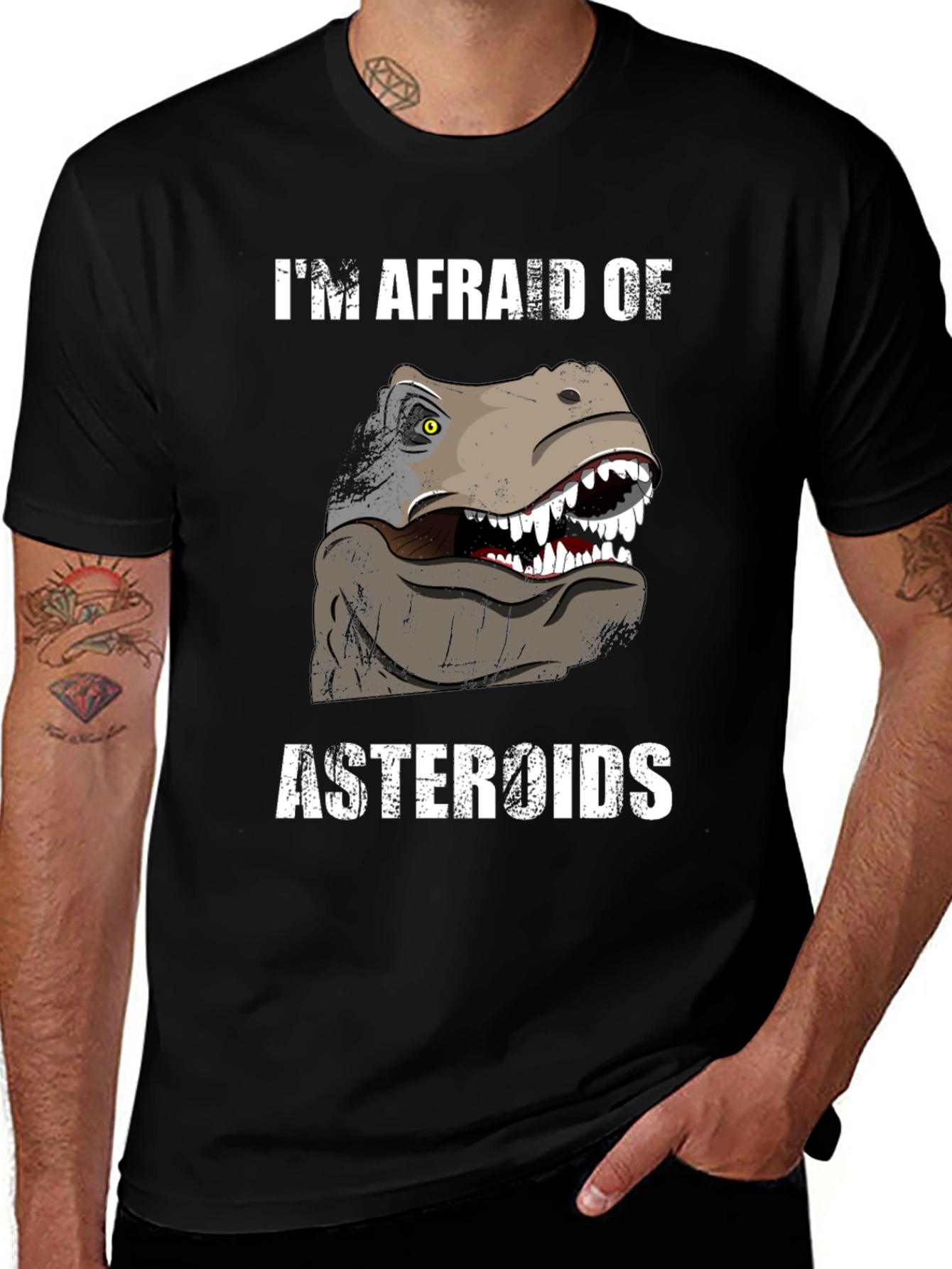 Im Afraid of Asteroids Dinosaur Graphic Tee