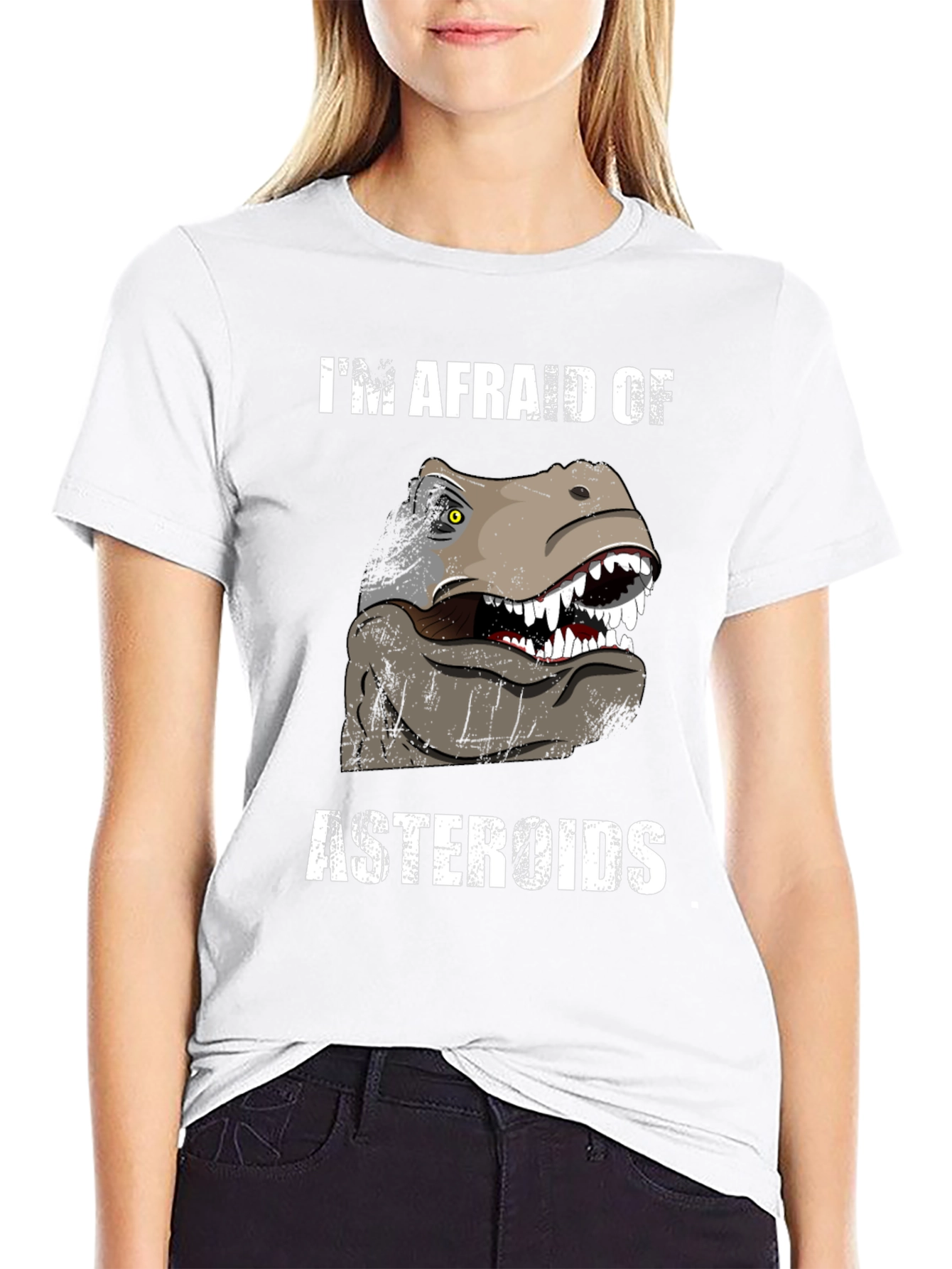 Im Afraid of Asteroids Dinosaur Graphic Tee
