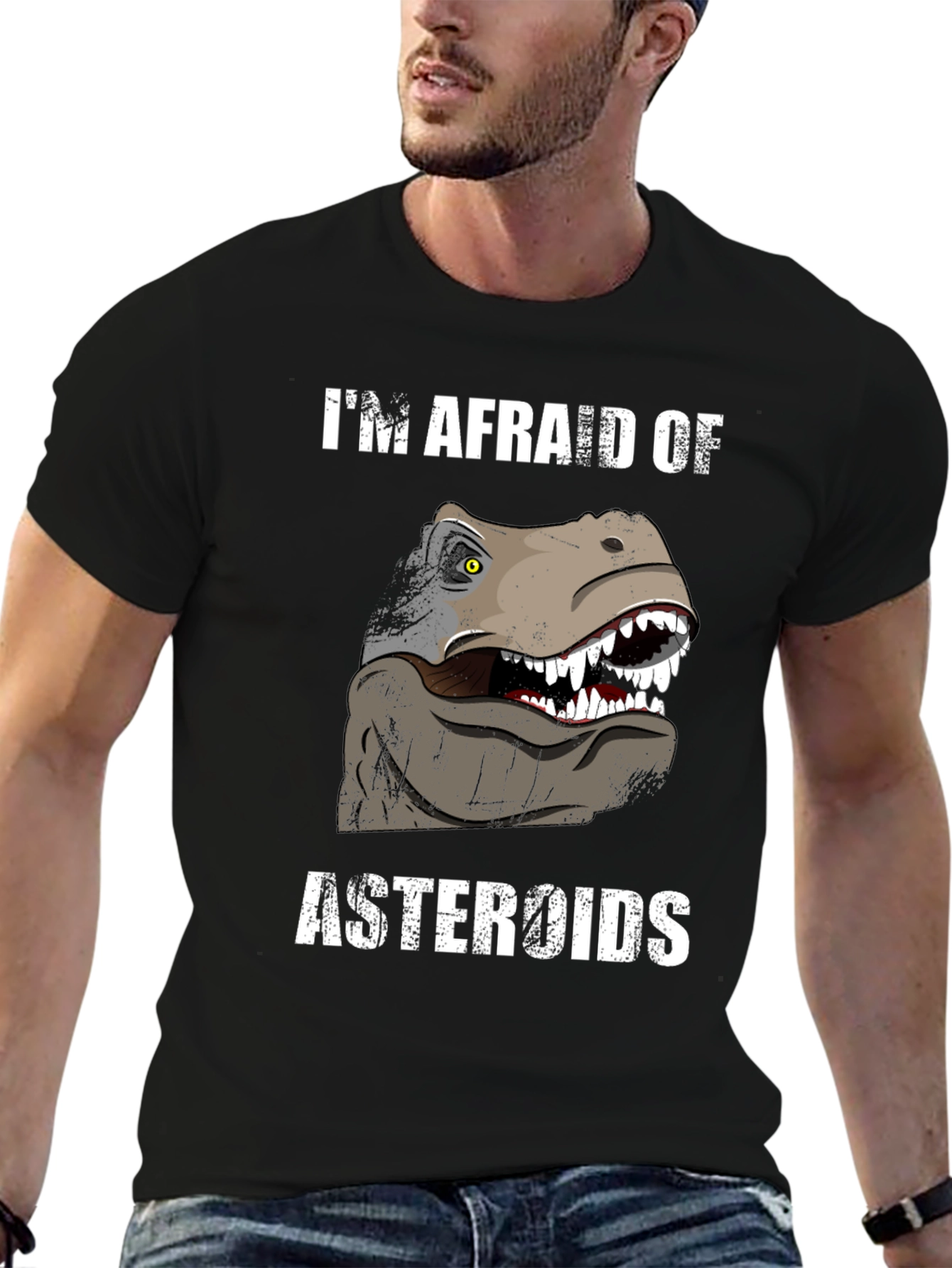 Im Afraid of Asteroids Dinosaur Graphic Tee