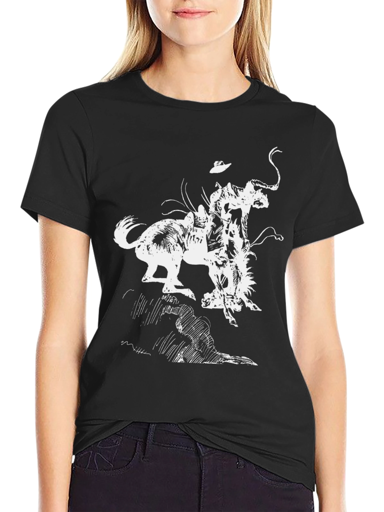 Black Graphic Tee - Bronco Rider T-Shirt