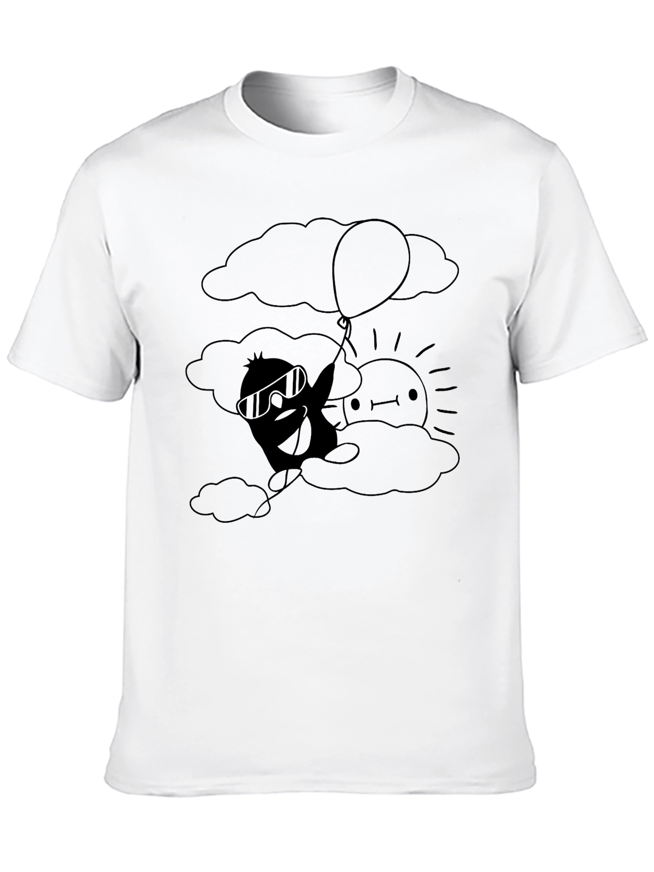 Cartoon Cloud Graphic Tee - Black