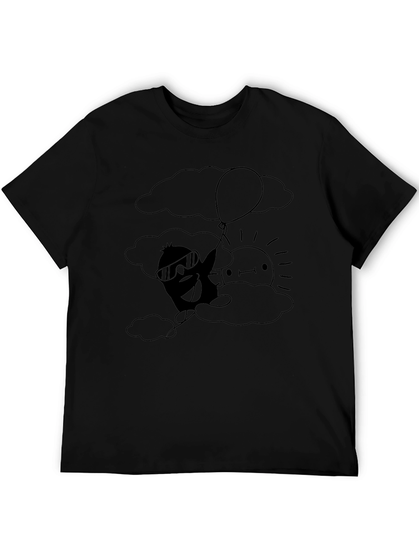 Cartoon Cloud Graphic Tee - Black