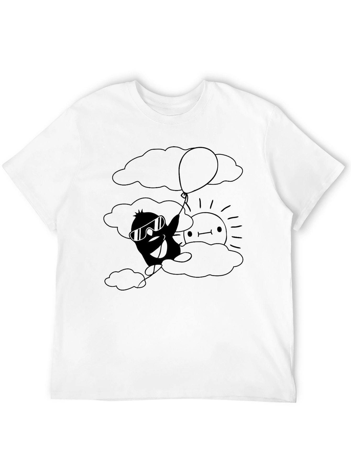 Cartoon Cloud Graphic Tee - Black
