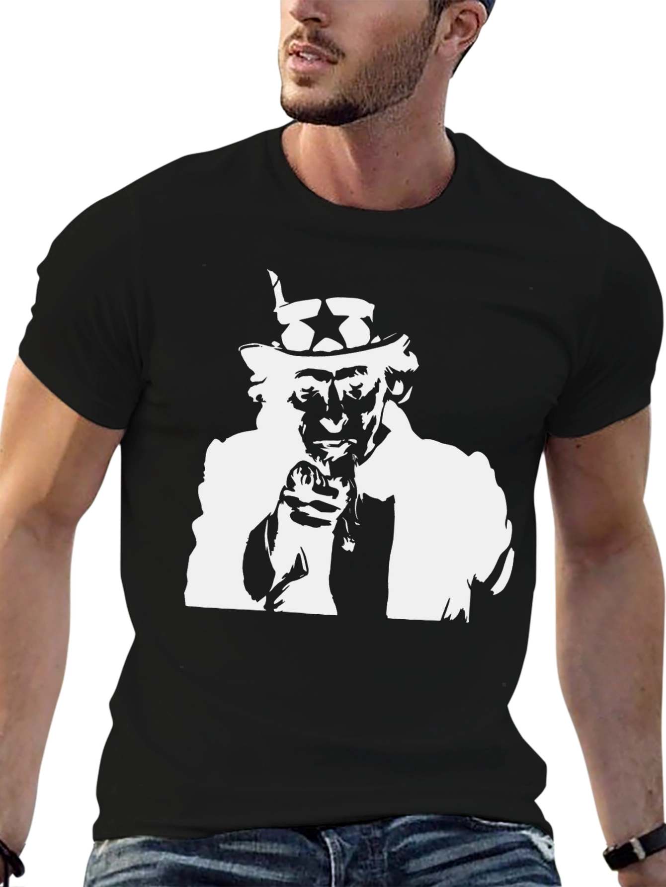 Uncle Sam Graphic T-Shirt - Black Cotton Tee