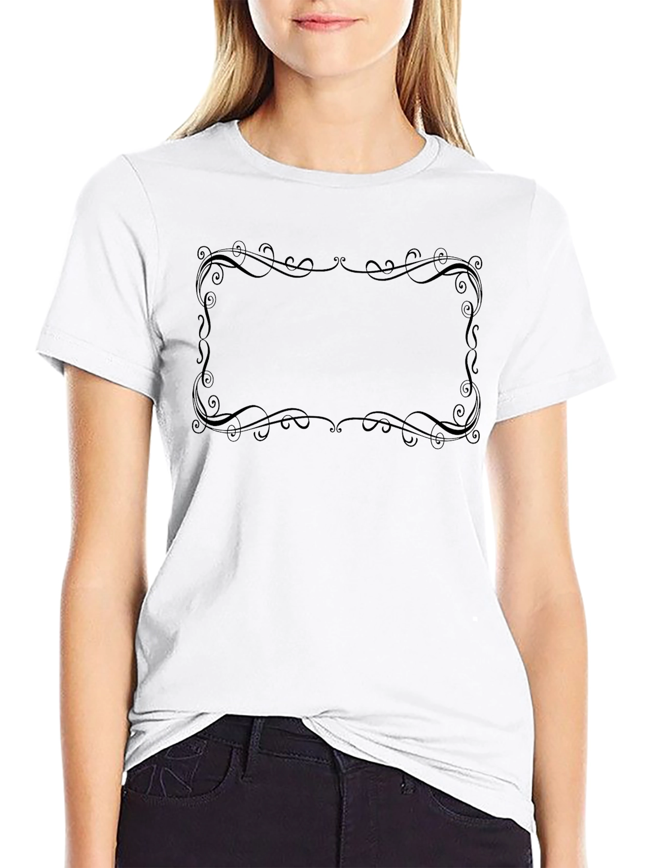 Mens Black T-Shirt with Ornamental Frame Design