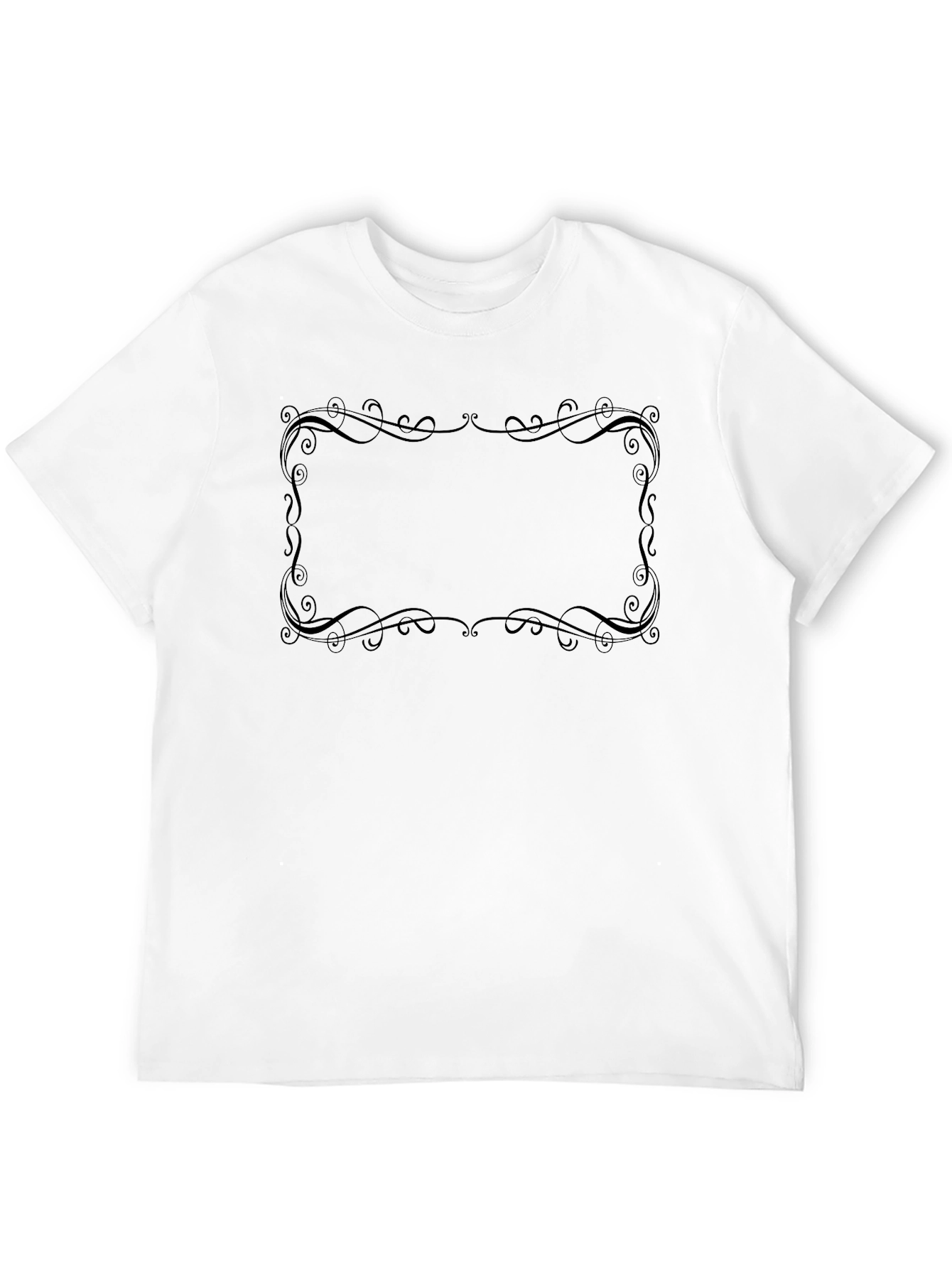 Mens Black T-Shirt with Ornamental Frame Design