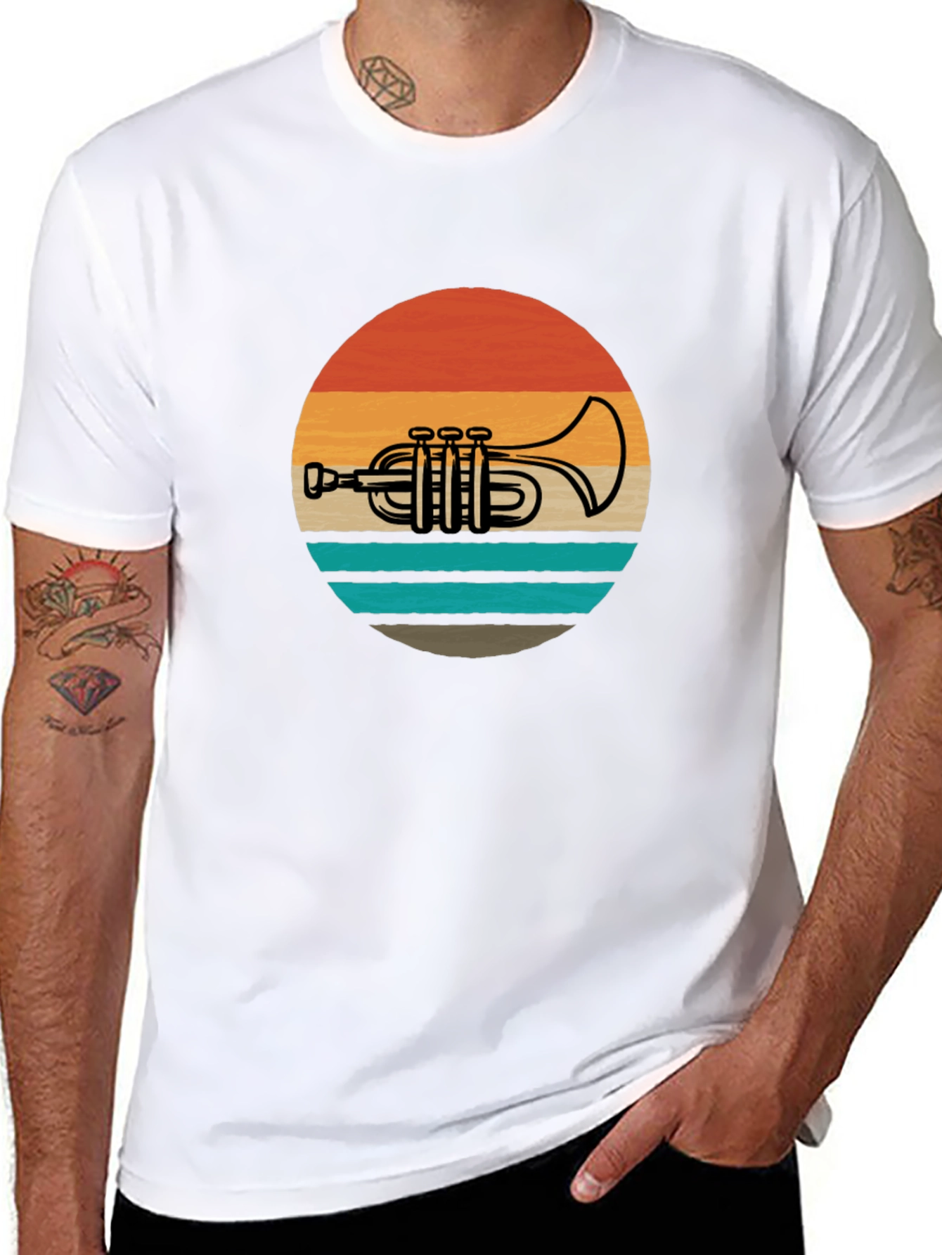 Retro Trumpet Sunset Graphic Tee