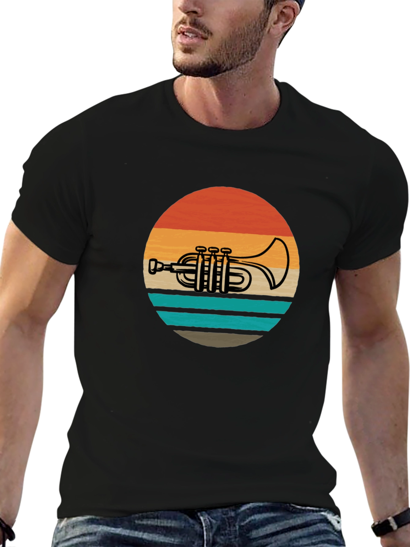 Retro Trumpet Sunset Graphic Tee