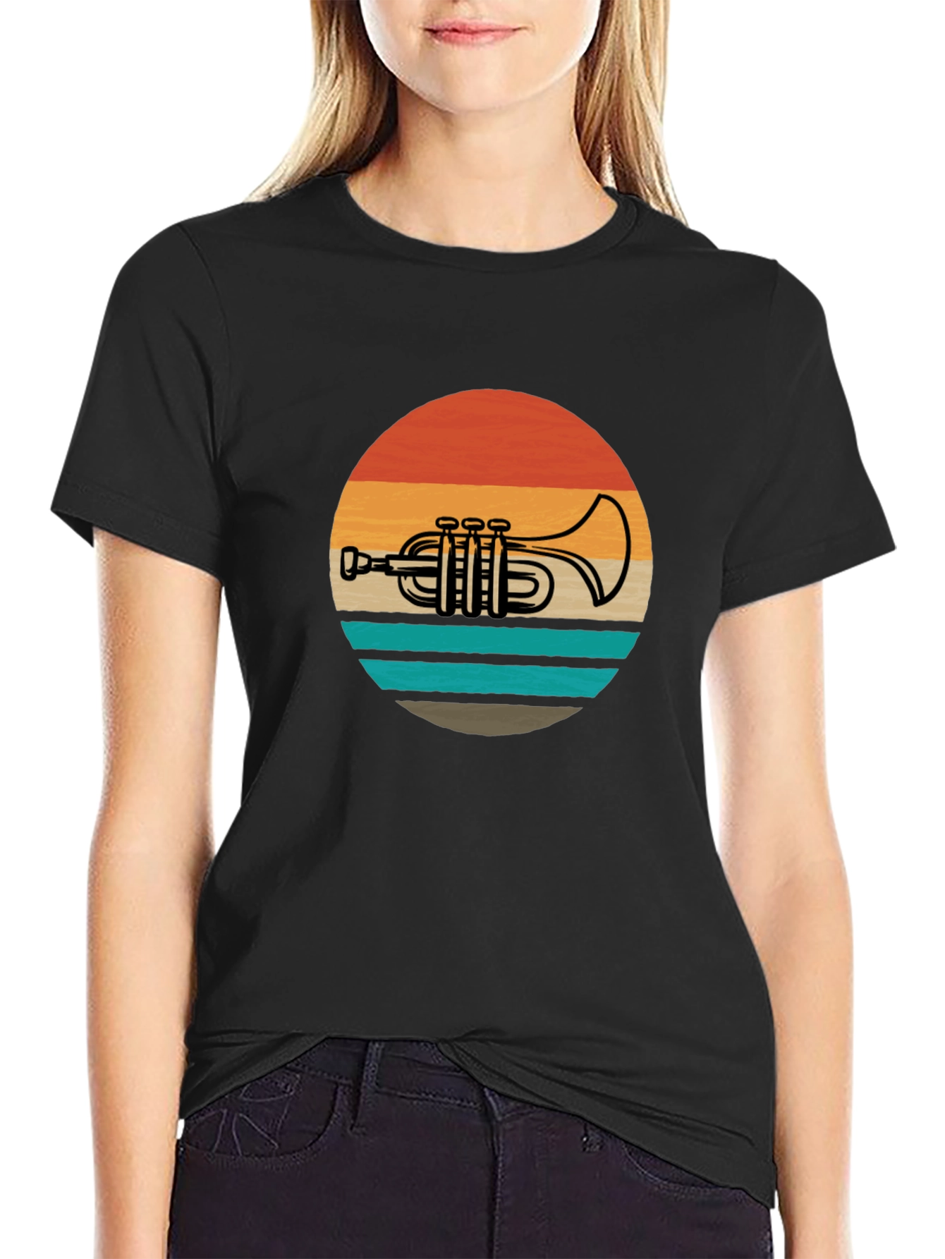 Retro Trumpet Sunset Graphic Tee